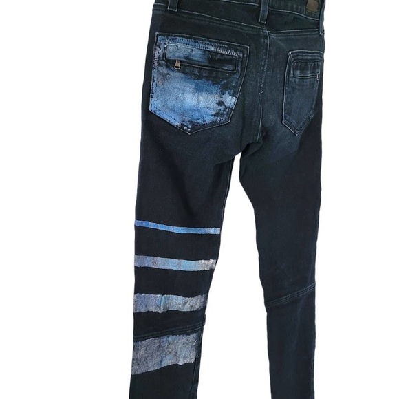 PAIGE 23x30 Multi Zip Painted Super skinny Jeans Dark Wash - Picture 7 of 9